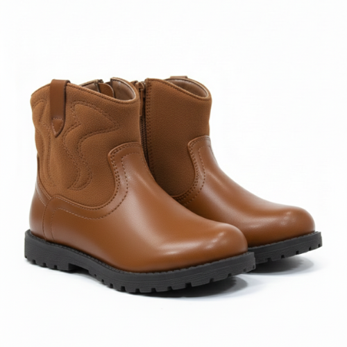 Chaussures bottes pour enfants au Maroc, couleur marron, look western, confort et résistance