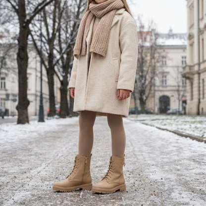 Bottines femme beige avec zip décoratif – chaussures confort Maroc