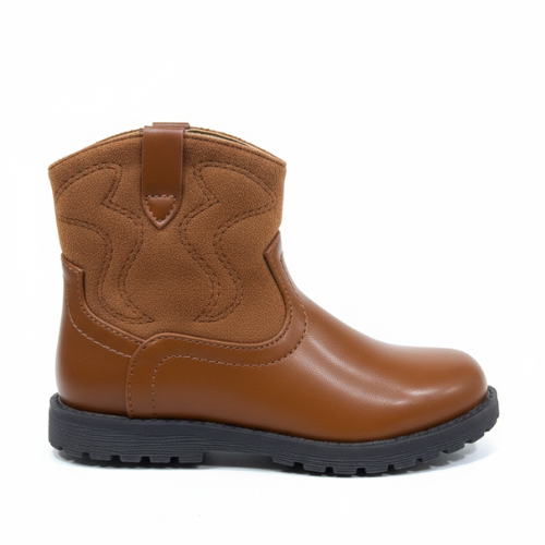 Chaussures bottes pour enfants Maroc couleur marron, design western et matière résistante