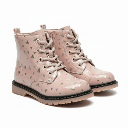 Bottines Enfant Roses Motifs Cœurs – Importées d’Espagne